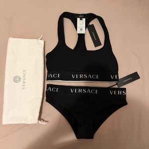 NEW NWT Versace Black and White Bra and Underwear Set sz 1 small Panty bralette